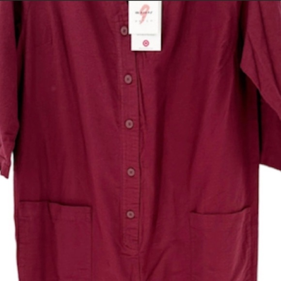 The Nines by Hatch Button Front Maternity Jumpsuit in Wine Red - Picture 6 of 7